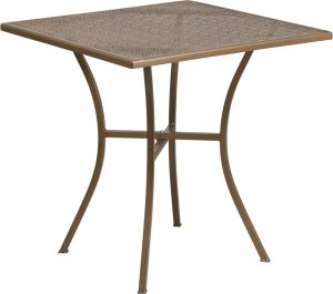 28'' Square Gold Indoor-Outdoor Steel Patio Table - CO-5-GD-GG