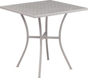 28'' Square Light Gray Indoor-Outdoor Steel Patio Table - CO-5-SIL-GG