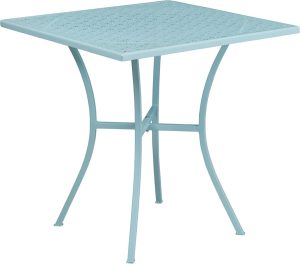 28'' Square Sky Blue Indoor-Outdoor Steel Patio Table - CO-5-SKY-GG