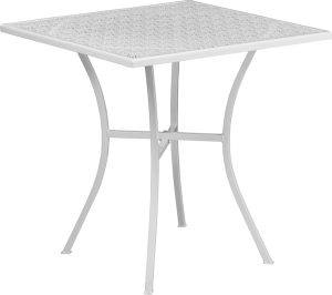 28'' Square White Indoor-Outdoor Steel Patio Table - CO-5-WH-GG