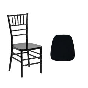 Flash Furniture HERCULES PREMIUM Series Black Resin Stacking Chiavari Chair with Soft Black Fabric Chiavari Chair Cushion