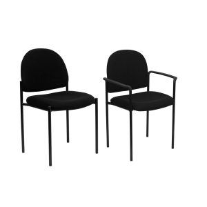 Flash Furniture Comfort Black Fabric Stackable Steel Side Reception Chair with Arms and without Arms