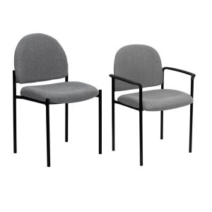 Flash Furniture Comfort Gray Fabric Stackable Steel Side Reception Chair with Arms and without Arms