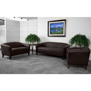 Flash Furniture HERCULES Imperial Series Brown Leather Loveseat, Chair and Sofa