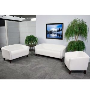 Flash Furniture HERCULES Imperial Series White Leather Loveseat, Chair and Sofa