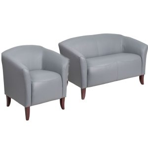Flash Furniture HERCULES Imperial Series Gray Leather Loveseat and Chairs