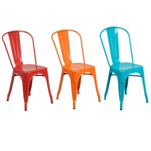 Flash Furniture Red, Orange and Crystal Teal-Blue Metal Indoor-Outdoor Stackable Chair