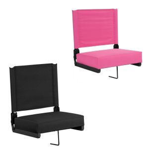 Flash Furniture Grandstand Comfort Seats by Flash with Ultra-Padded Seat in Black and Pink