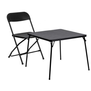 Flash Furniture Hercules and Trade Series Folding Chair with Black Folding Card Table
