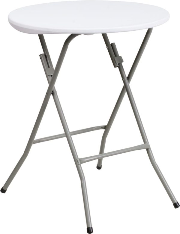 24'' Round Granite White Plastic Folding Table - DAD-YCZ-80R-1-SM-GW-GG