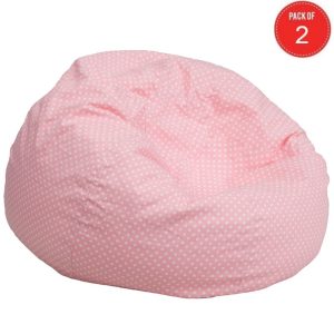 Flash Furniture Oversized Light Pink Dot Bean Bag Chair (pack of 2)