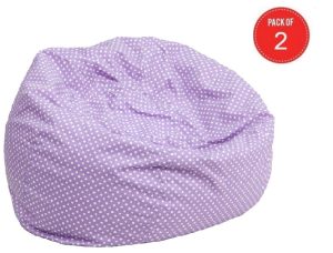 Flash Furniture Oversized Lavender Dot Bean Bag Chair (pack of 2)
