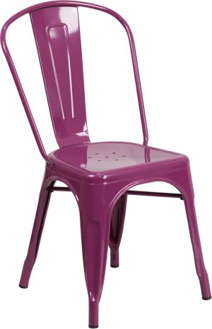 Purple Metal Indoor-Outdoor Stackable Chair - ET-3534-PUR-GG