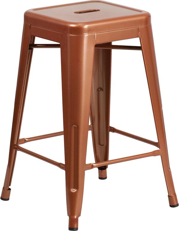 24'' High Backless Copper Indoor-Outdoor Counter Height Stool - ET-BT3503-24-POC-GG