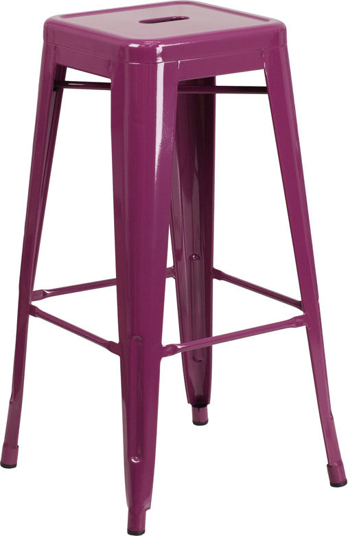 30'' High Backless Purple Indoor-Outdoor Barstool - ET-BT3503-30-PUR-GG