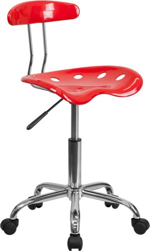 Vibrant Red and Chrome Swivel Task Chair with Tractor Seat - LF-214-RED-GG