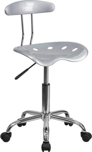 Vibrant Silver and Chrome Swivel Task Chair with Tractor Seat - LF-214-SILVER-GG