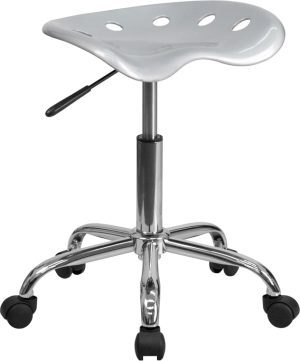 Vibrant Silver Tractor Seat and Chrome Stool - LF-214A-SILVER-GG