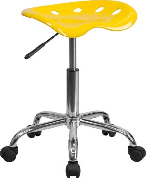 Vibrant Orange-Yellow Tractor Seat and Chrome Stool - LF-214A-YELLOW-GG