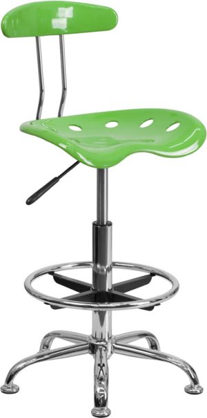 Vibrant Spicy Lime and Chrome Drafting Stool with Tractor Seat - LF-215-SPICYLIME-GG