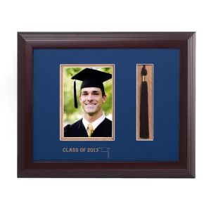 14x11 Frame for 5x7 Photo Dbl Mat LapisBlue/Gold and Tassel