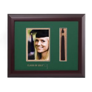 14x11 Frame for 5x7 Photo Dbl Mat Ivy Green/Gold and Tassel