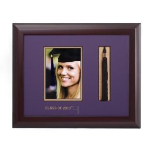14x11 Frame for 5x7 Photo Dbl Mat Purple/Gold and Tassel