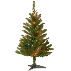 3' Kingswood Fir Wrapped Pencil Tree with 50 Multi Lights