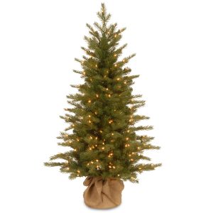 4' Feel Real Nordic Spruce Small Tree in Burlap with 200 Clear Lights