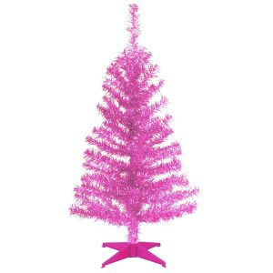 3' Pink Tinsel Tree with Plastic Stand
