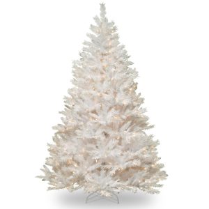 7' Winchester White Pine Hinged Tree with Silver Glitter and 450 Clear Lights