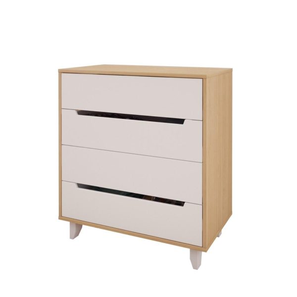 Nordik 340439 4-Drawer Chest, White and Natural Maple