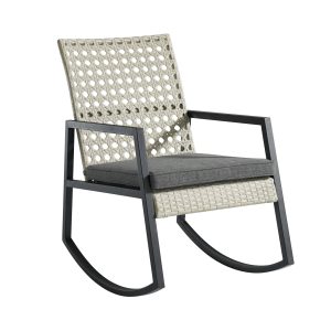 Modern Patio Rattan Rocking Chair - Light Grey/Grey