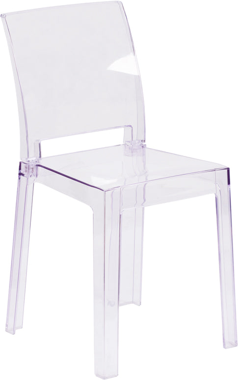 Ghost Chair with Square Back in Transparent Crystal - OW-SQUAREBACK-18-GG