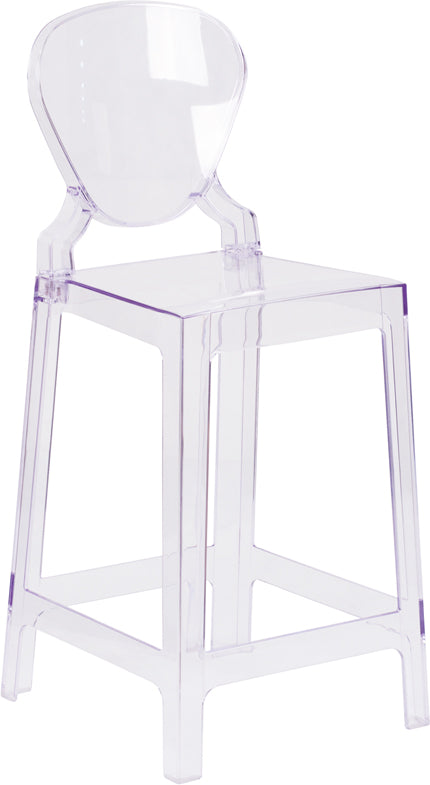 Ghost Counter Stool with Tear Back in Transparent Crystal - OW-TEARBACK-24-GG