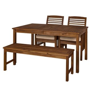 Outdoor Classic Traditional Modern Contemporary Acacia Wood Simple Patio 4-Piece Dining Set - Dark Brown