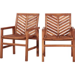 Patio Wood Chairs, Set of 2 - Brown