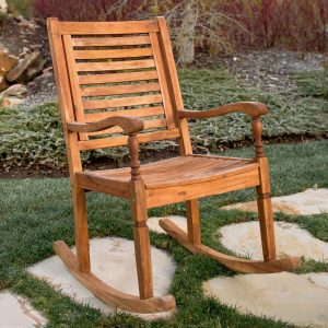 Solid Acacia Wood Rocking Patio Chair, Brown