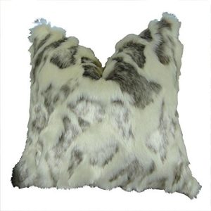 Plutus Ivory Rabbit Fur Handmade Throw Pillow, (Double sided 12 x 20)