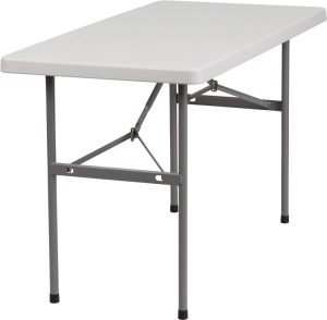 24''W x 48''L Granite White Plastic Folding Table - RB-2448-GG