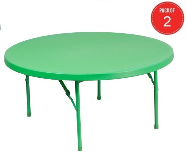 Flash Furniture 48'' Round Kid's Green Plastic Folding Table (pack of 2)