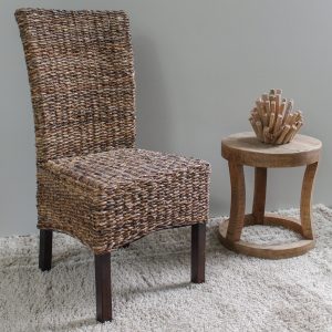 Arizona Abaca Weave Dining Chairs with Mahogany Hardwood Frame (Set of 2) - Salak Brown