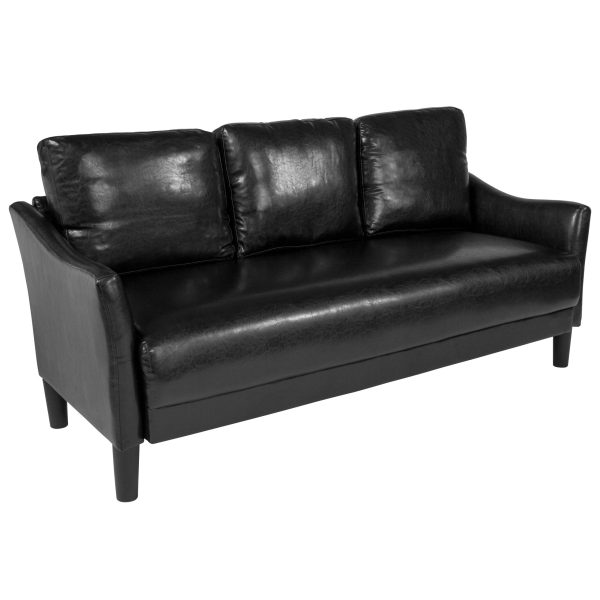 Asti Upholstered Sofa in Black Leather
