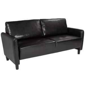 Candler Park Upholstered Sofa in Black Leather