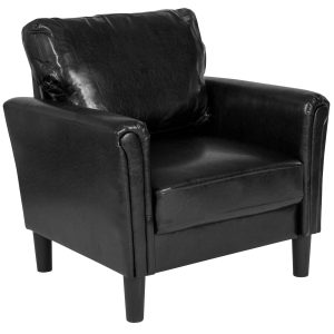 Bari Upholstered Chair in Black Leather