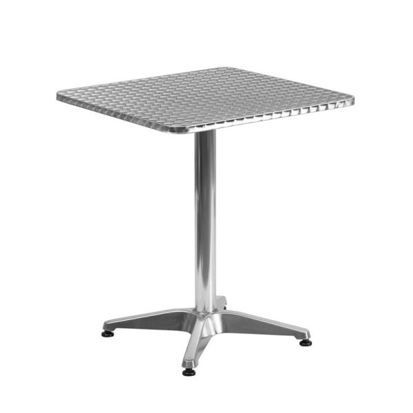 23.5'' Square Aluminum Indoor-Outdoor Table with Base - TLH-053-1-GG