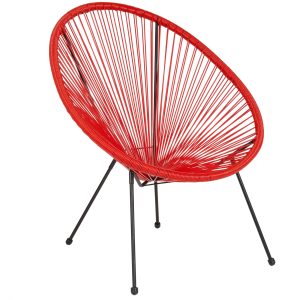 Valencia Oval Comfort Series Take Ten Red Rattan Lounge Chair