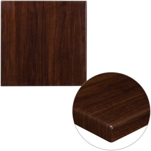 24'' Square High-Gloss Walnut Resin Table Top with 2'' Thick Drop-Lip