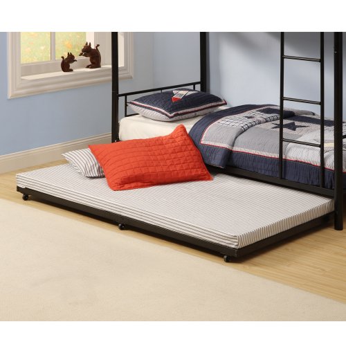 Black Twin Roll-Out Trundle Bed Frame