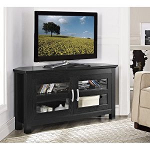 44 Black Wood Corner TV Stand Console
